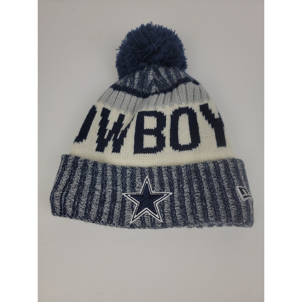 New Era Dallas Cowboys NFL Knit Beanie Pom Hat Blue White Gray Cuffed One Size